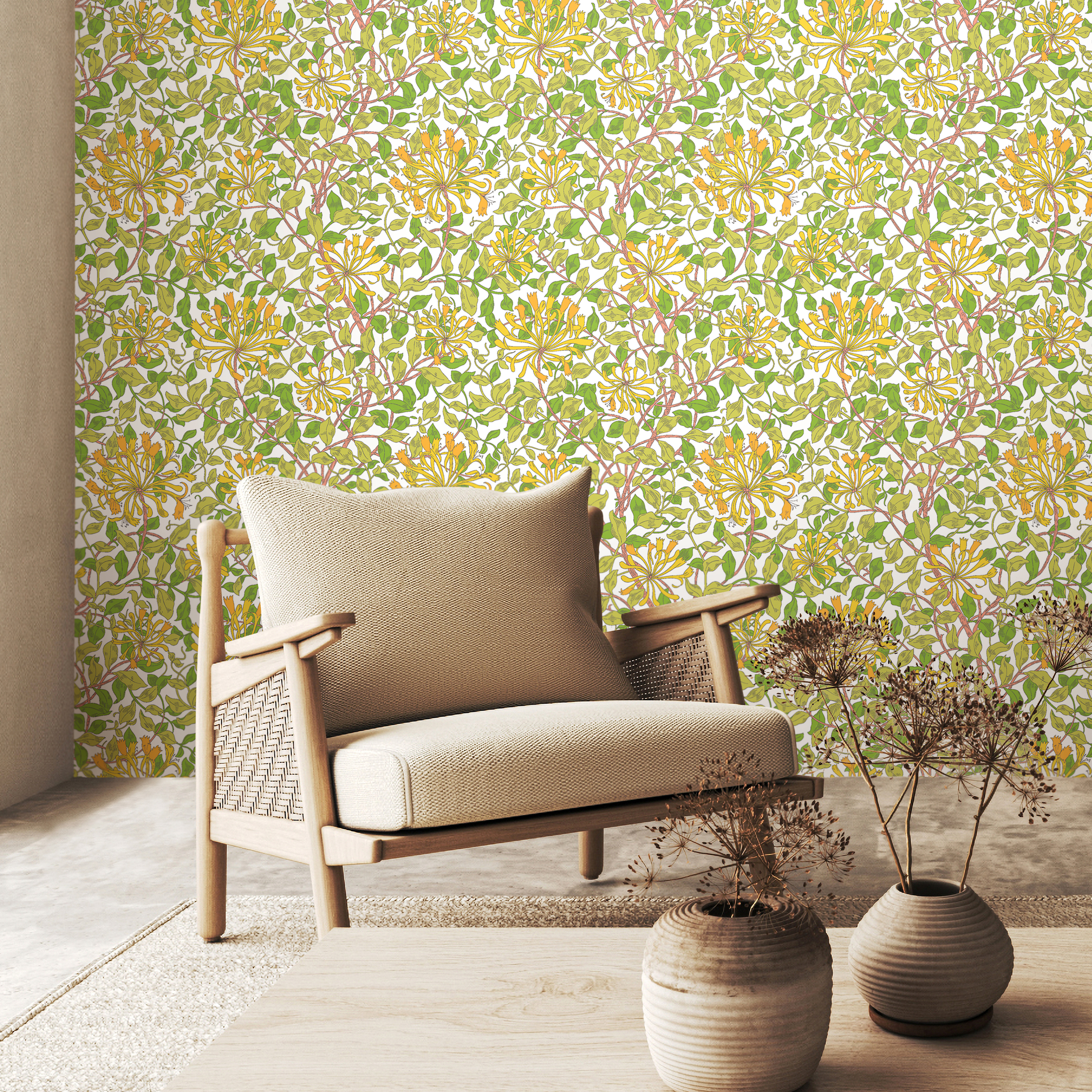 Wallpaper Honeysuckle Leaf Trail Sunshine Yellow