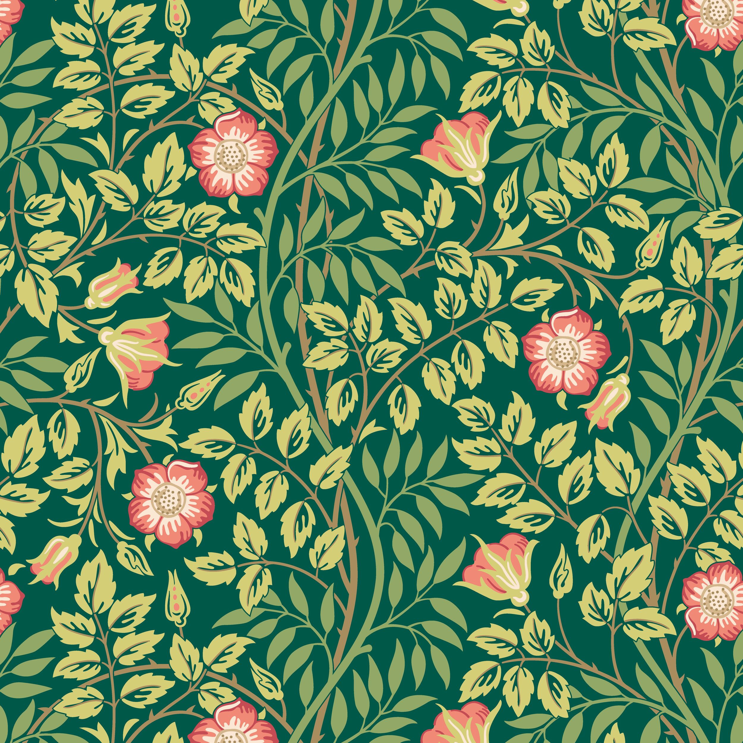 Wallpaper Rosehip Trail Forest Green HWA1096W (2)