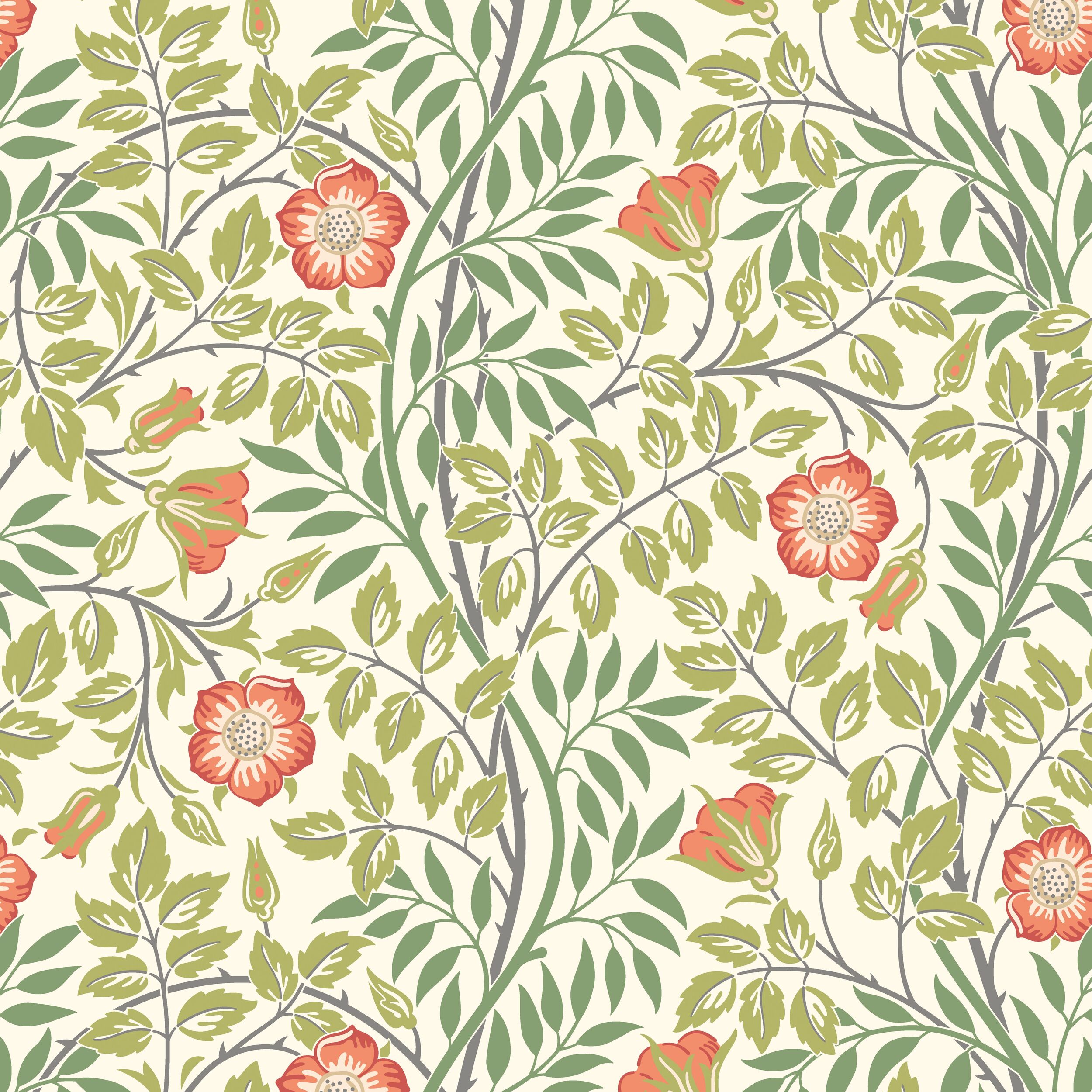 Wallpaper Rosehip Trail Green & Coral HWA1098W (2)
