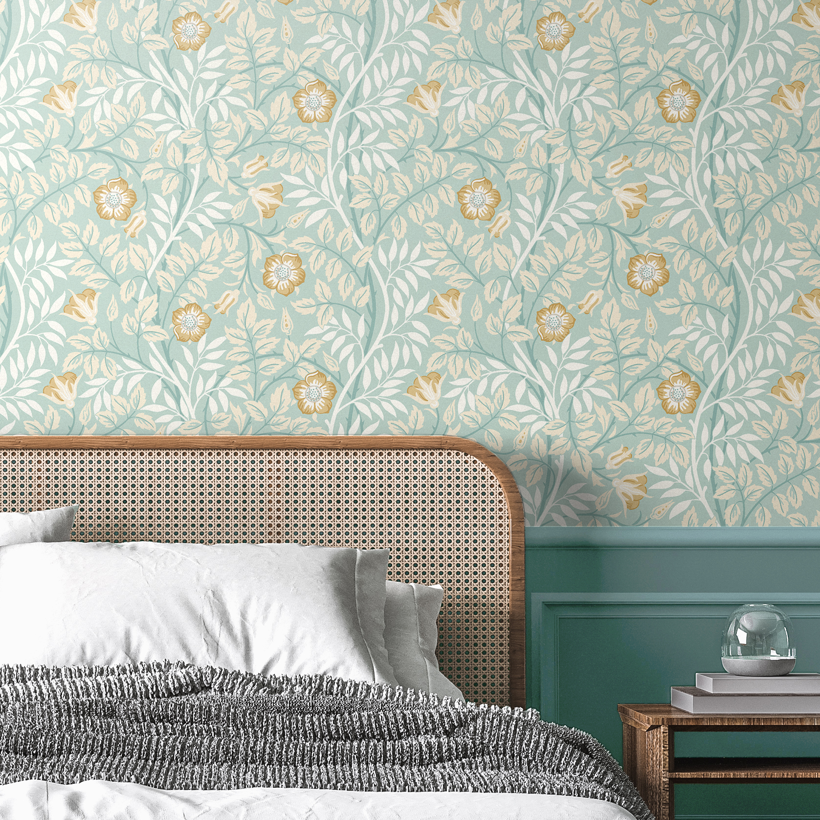 Wallpaper Rosehip Trail Seafoam Blue Wallpaper Rosehip Trail Seafoam Blue