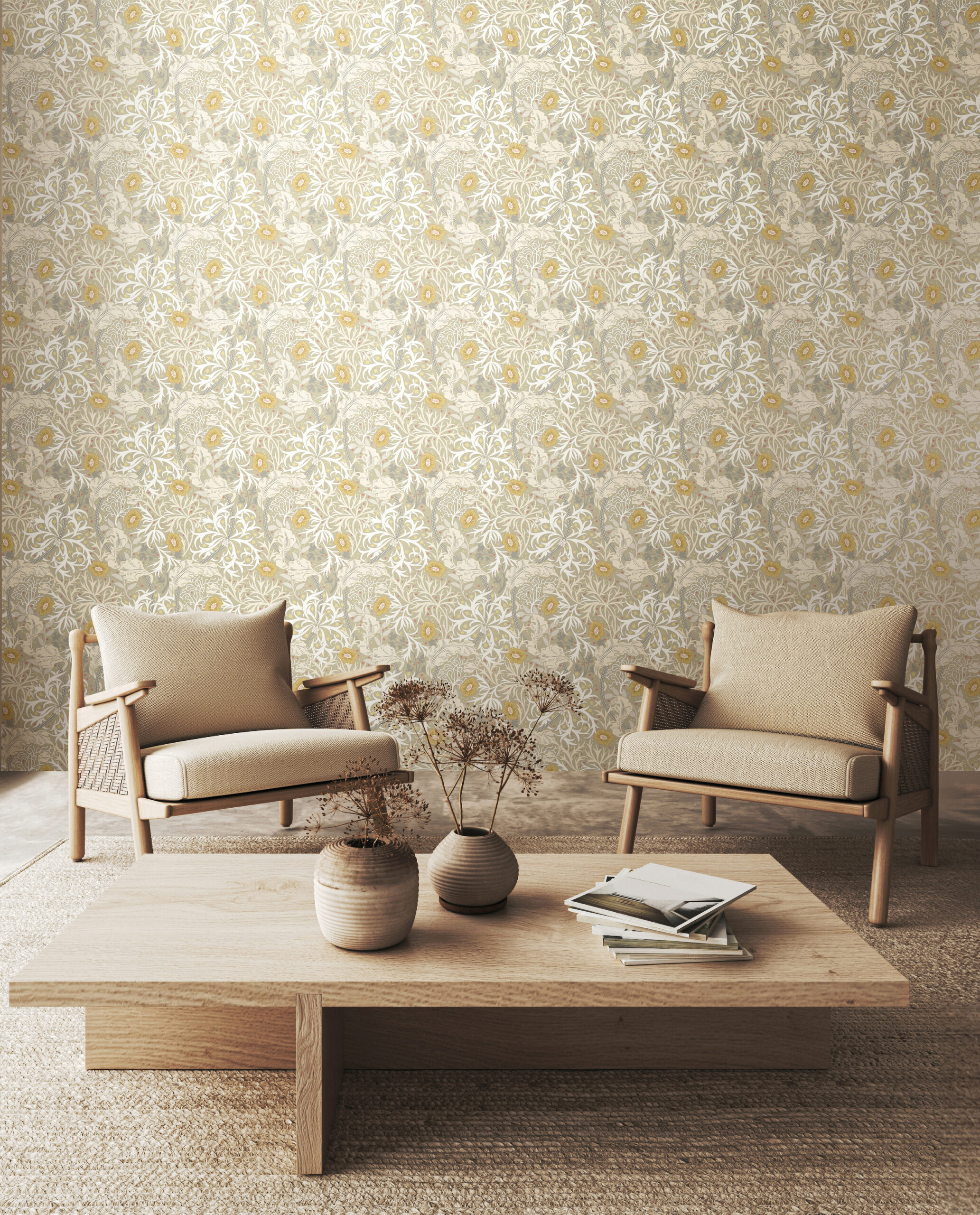 Wallpaper Seawood Garden Beige & Grey Wallpaper Seawood Garden Beige & Grey