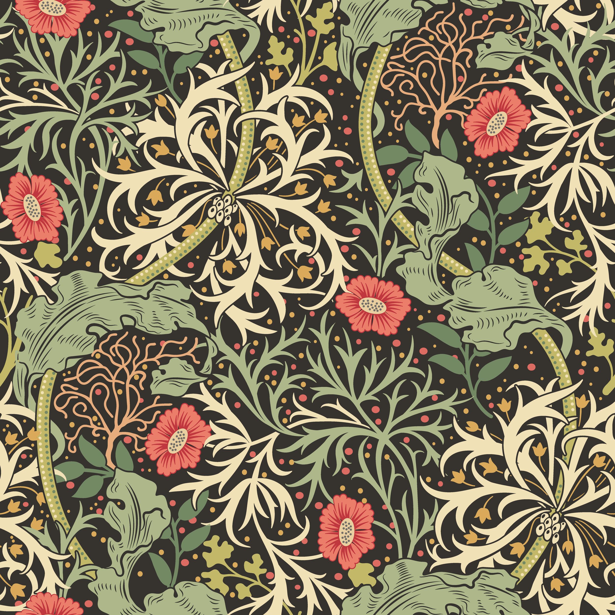 Wallpaper Seawood Garden Black & Green HWA1107W (2) Wallpaper Seawood Garden Black & Green