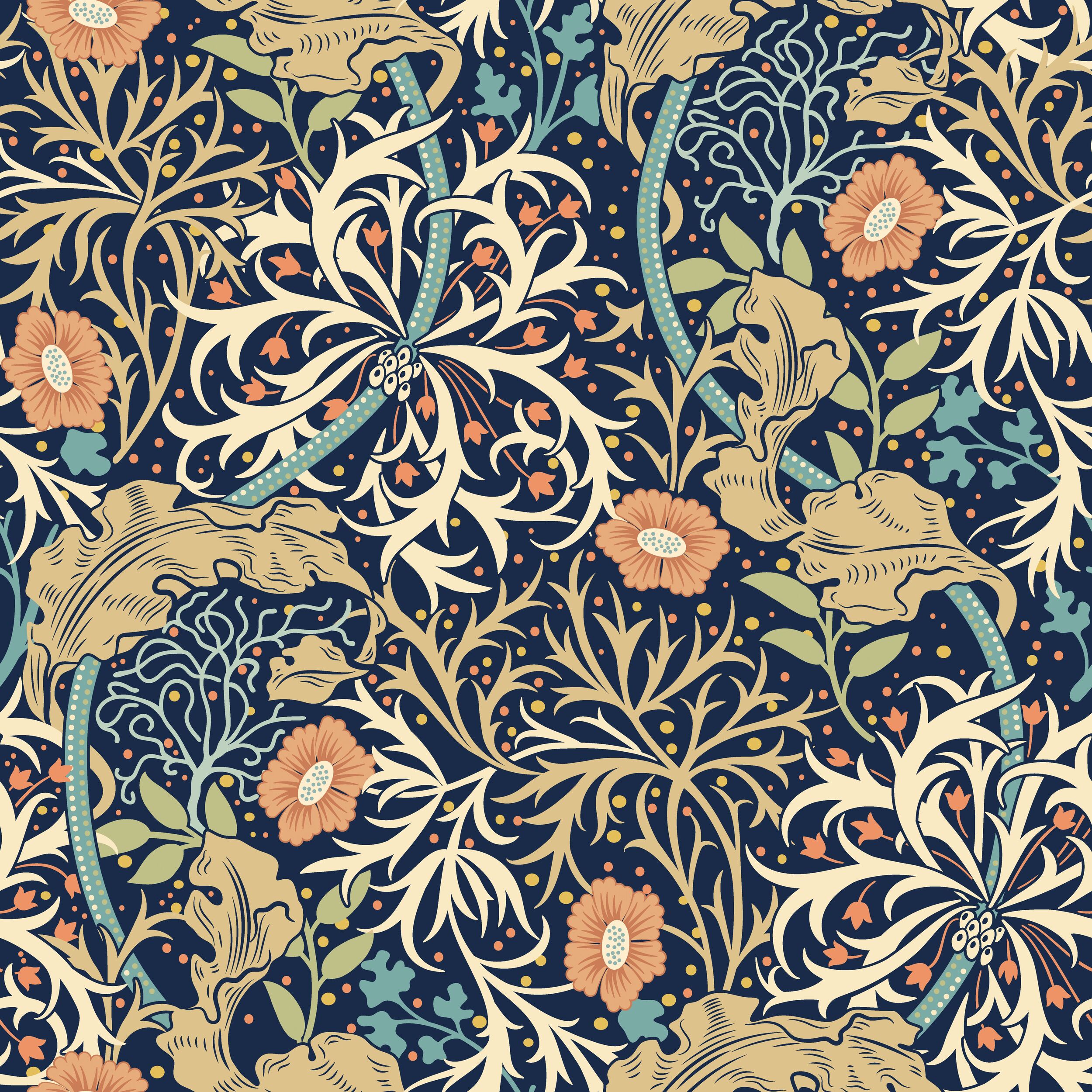 Wallpaper Seawood Garden Navy Blue HWA1111W (2) Wallpaper Seawood Garden Navy Blue