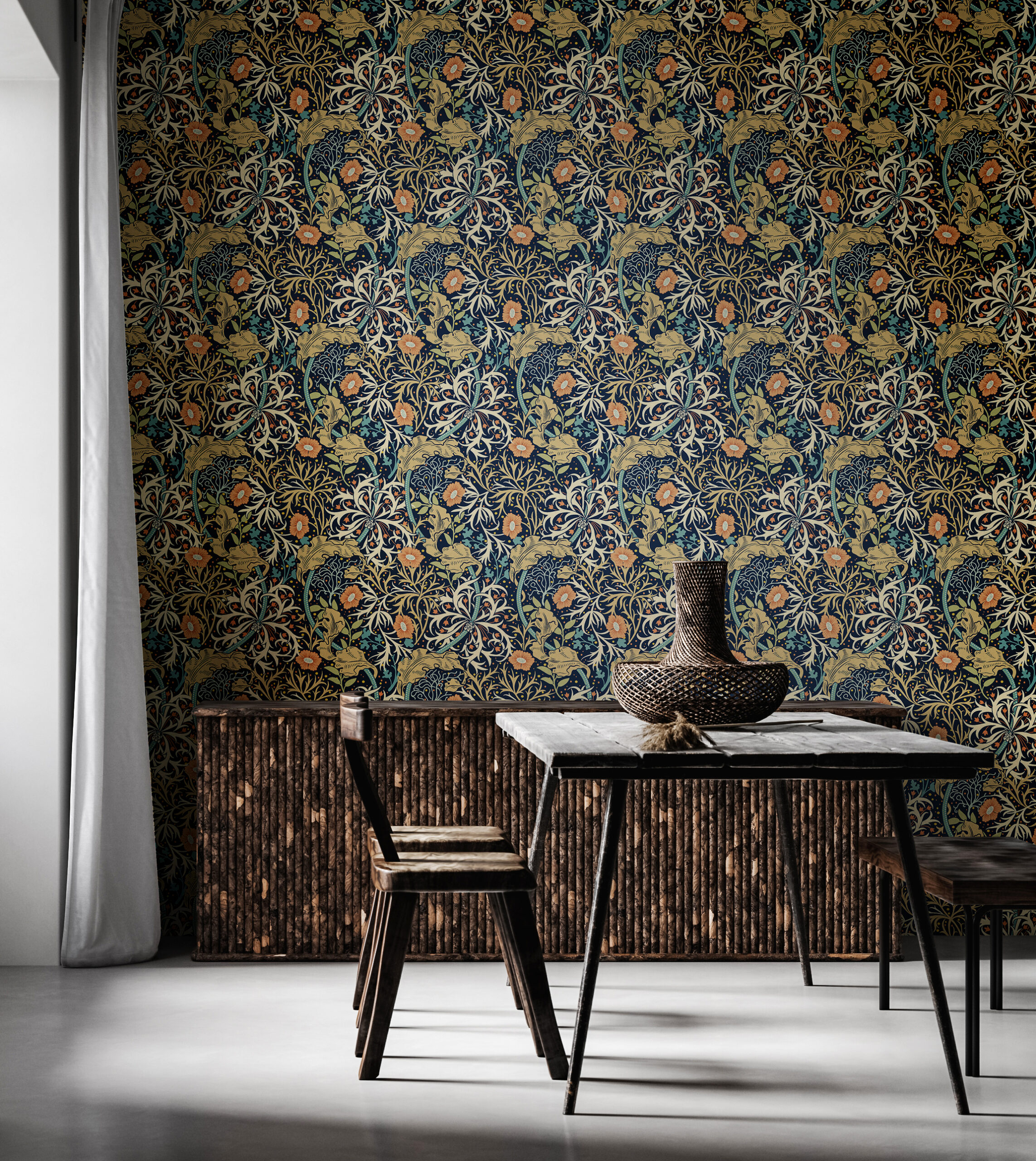 Wallpaper Seawood Garden Navy Blue