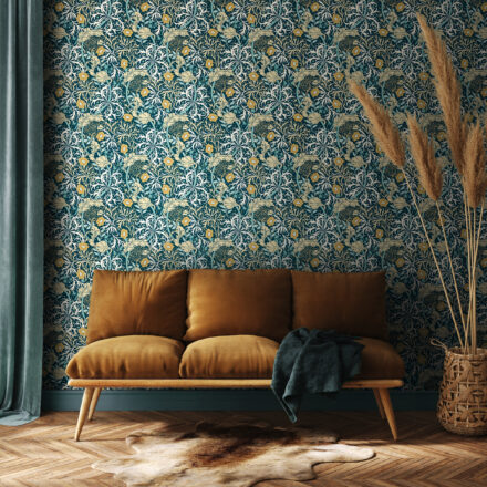 Wallpaper Seawood Garden Petrol Blue