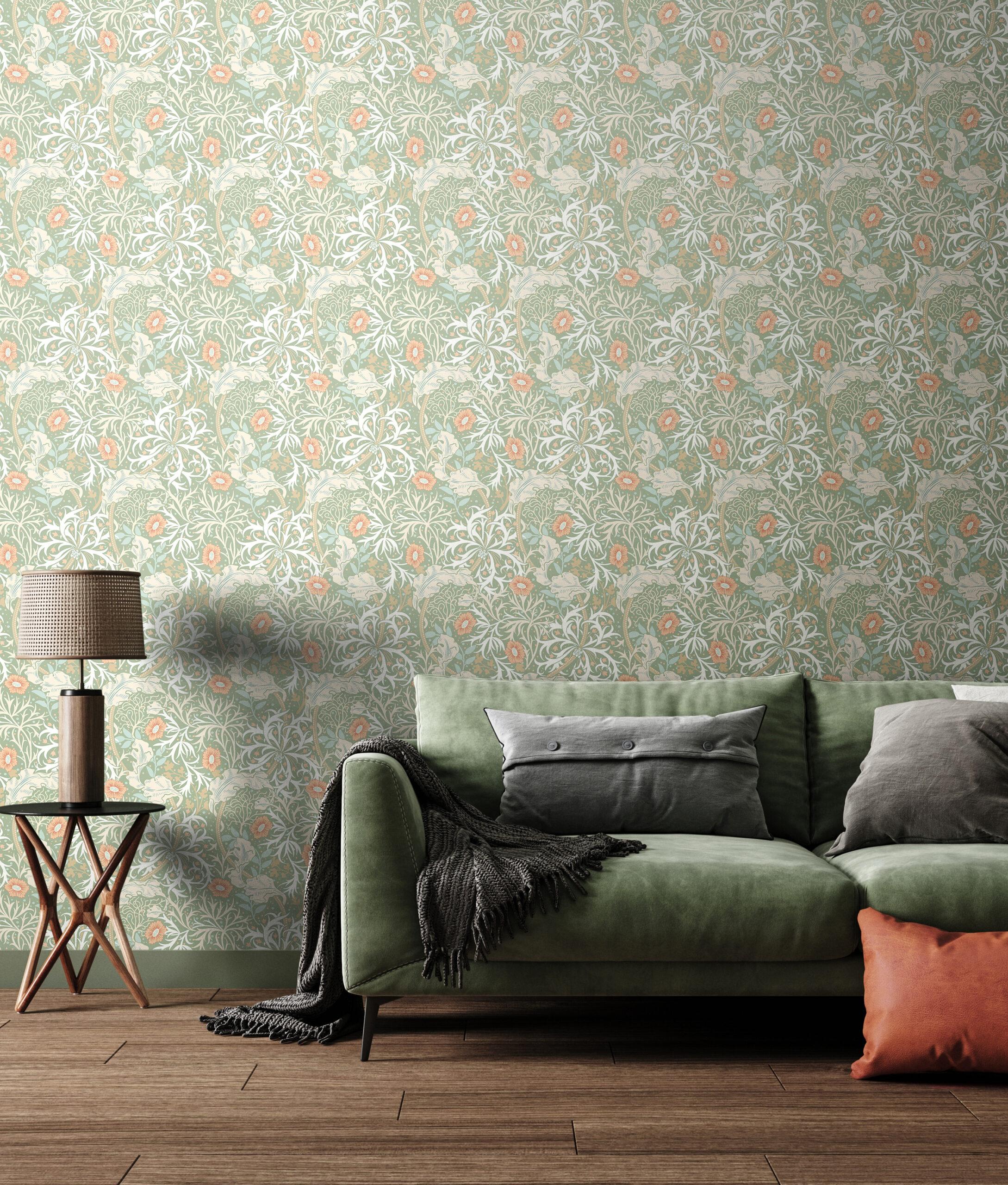 Wallpaper Seawood Garden Sage & Apricot