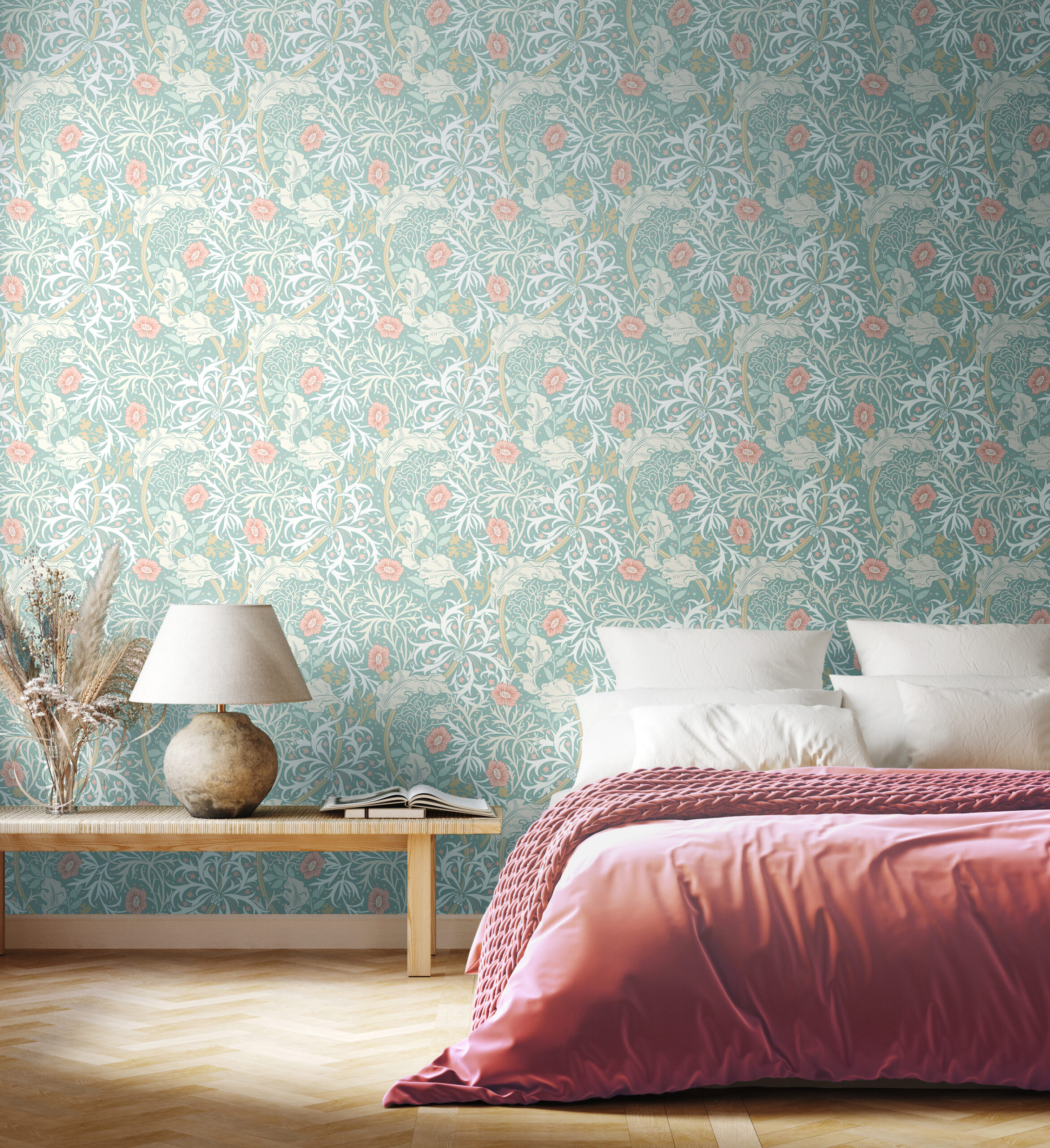 Wallpaper Seawood Garden Seafoam Blue Wallpaper Seawood Garden Seafoam Blue