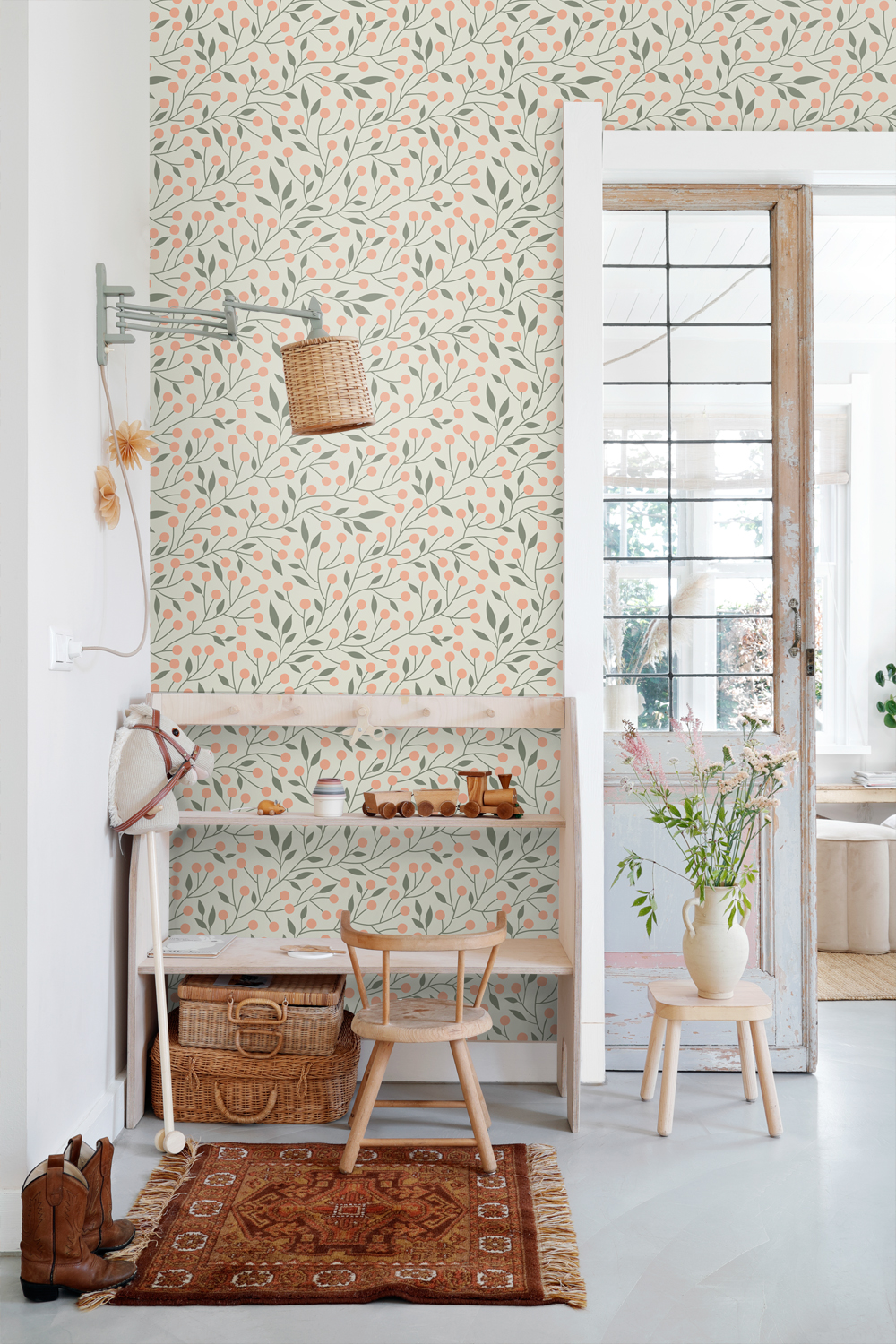 Wallpaper Floral Pattern Grayish Green 139659 (1)