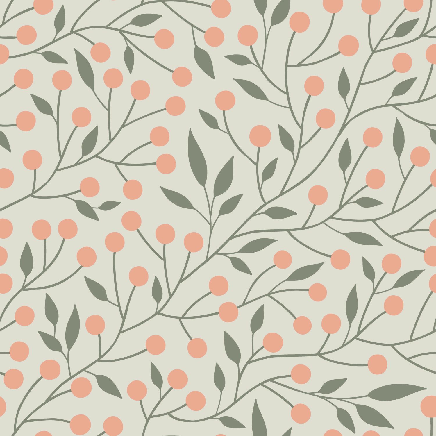 Wallpaper Floral Pattern Grayish Green 139659 (3)
