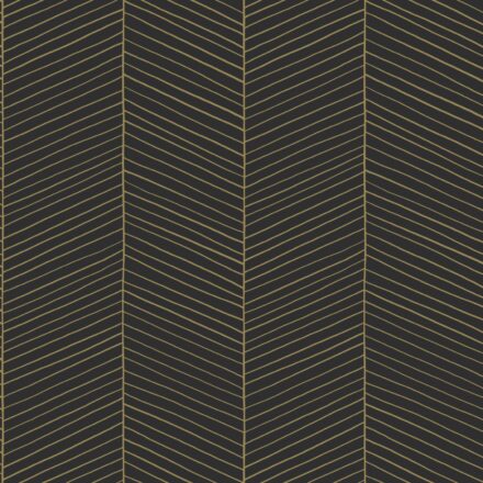 Wallpaper Herringbone Black&Gold