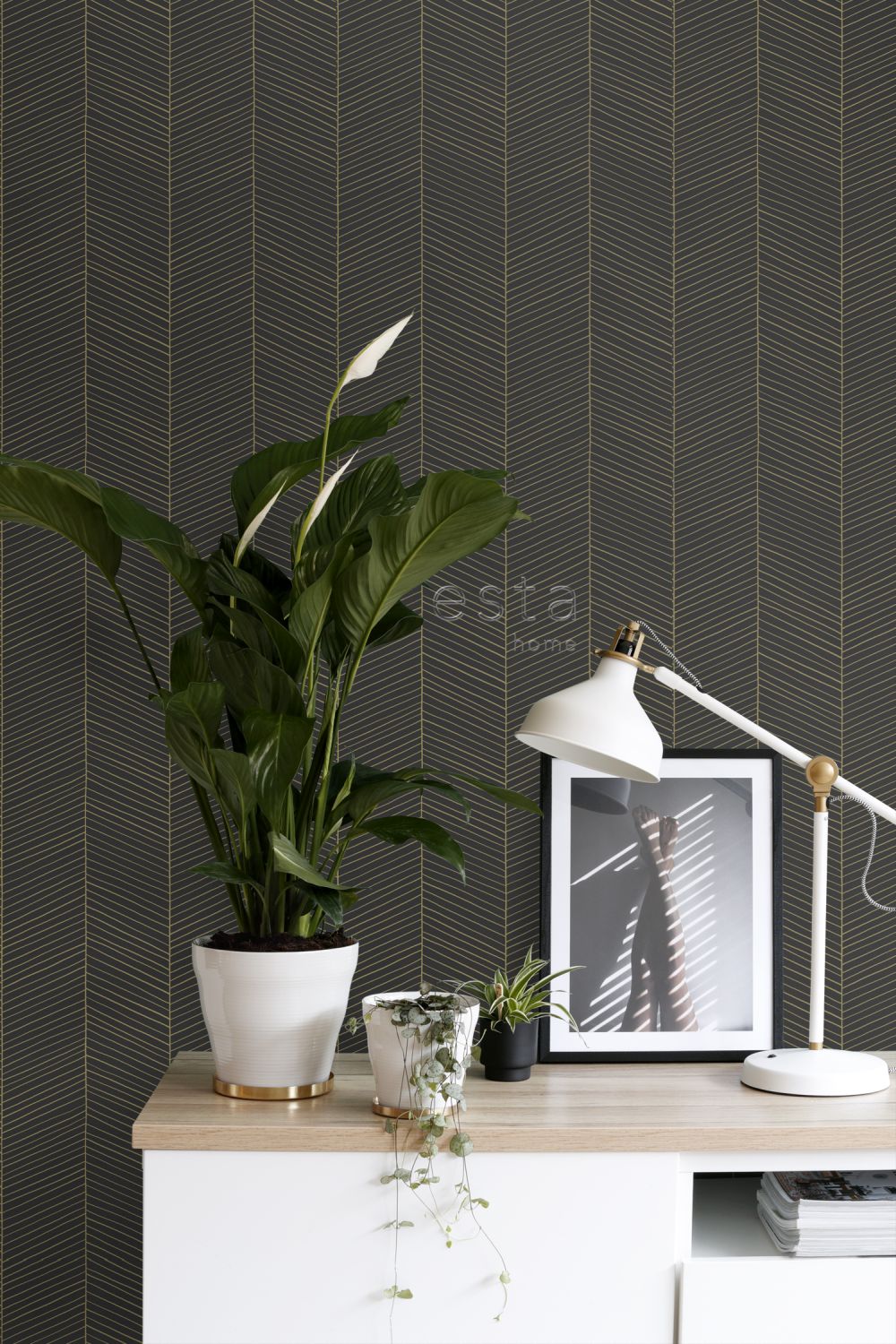 Wallpaper Herringbone Black&Gold 139136 (2)
