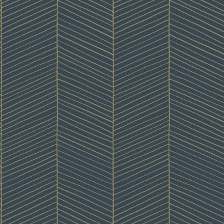 Wallpaper Herringbone Dark Blue & Gold