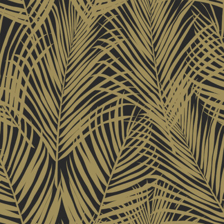 Wallpaper Palm Leafs Black&Gold