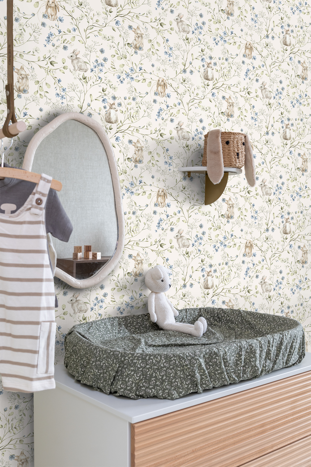Kids Wallpaper Bunnies Blue&White 131138 (1)