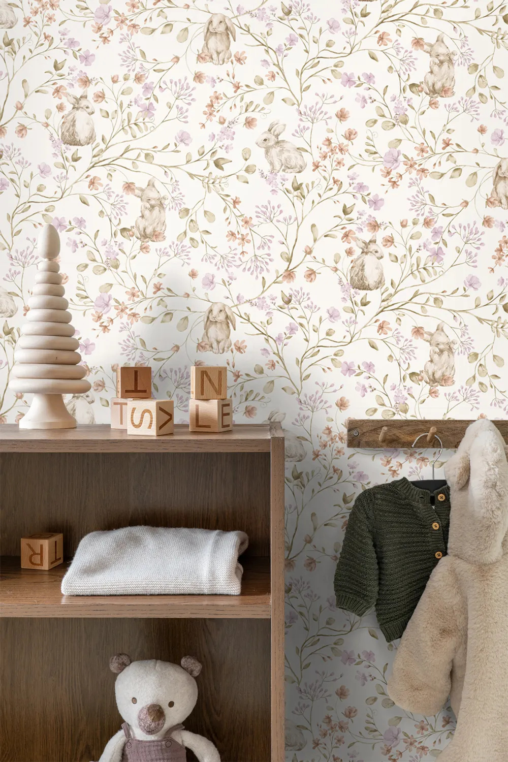 Kids Wallpaper Bunnies Purple&Beige 131703 (2)