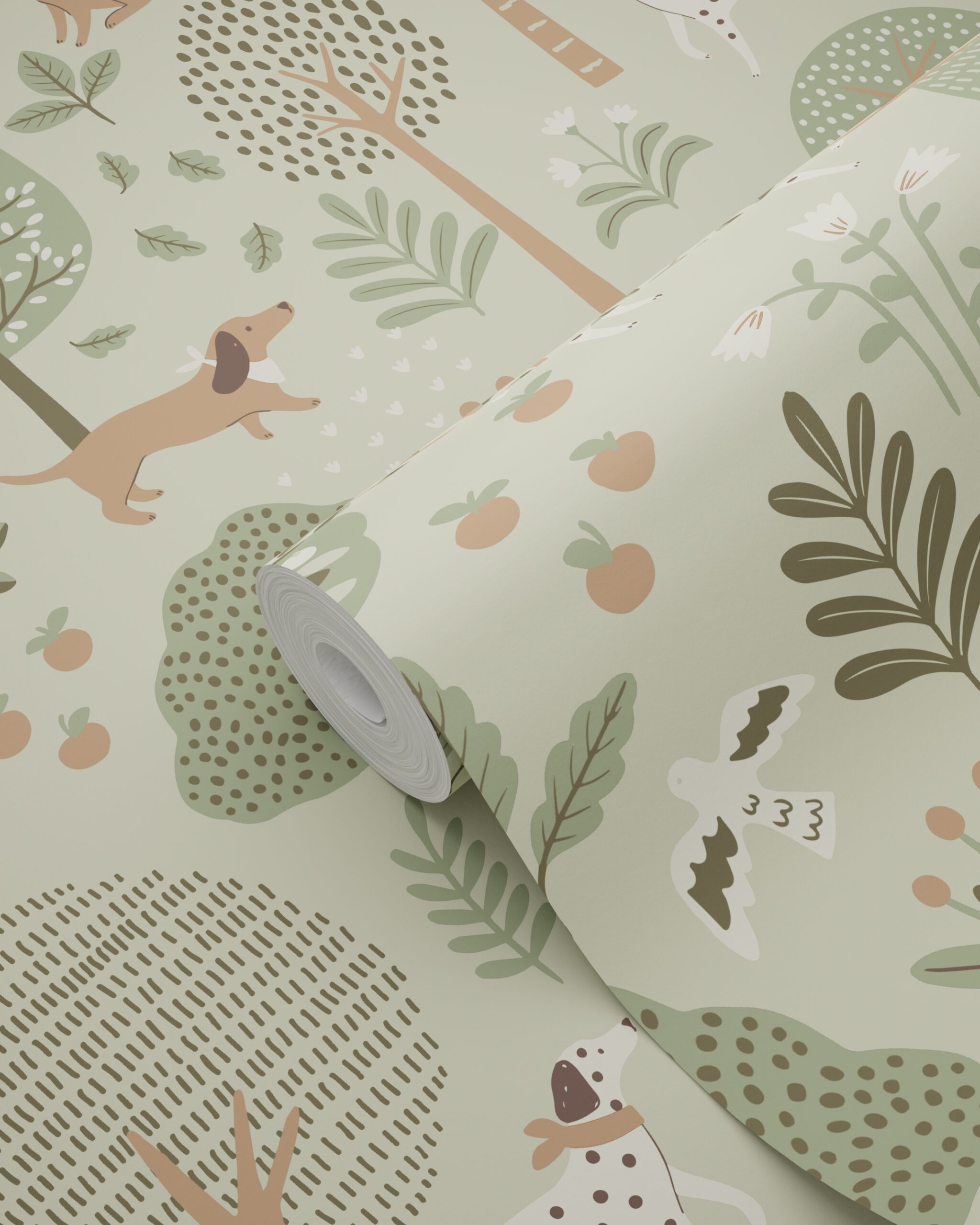 Kids Wallpaper Dogs Grayed Green 139712 (3)