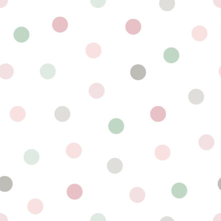 Kids Wallpaper Dots Pink, Green and Gray