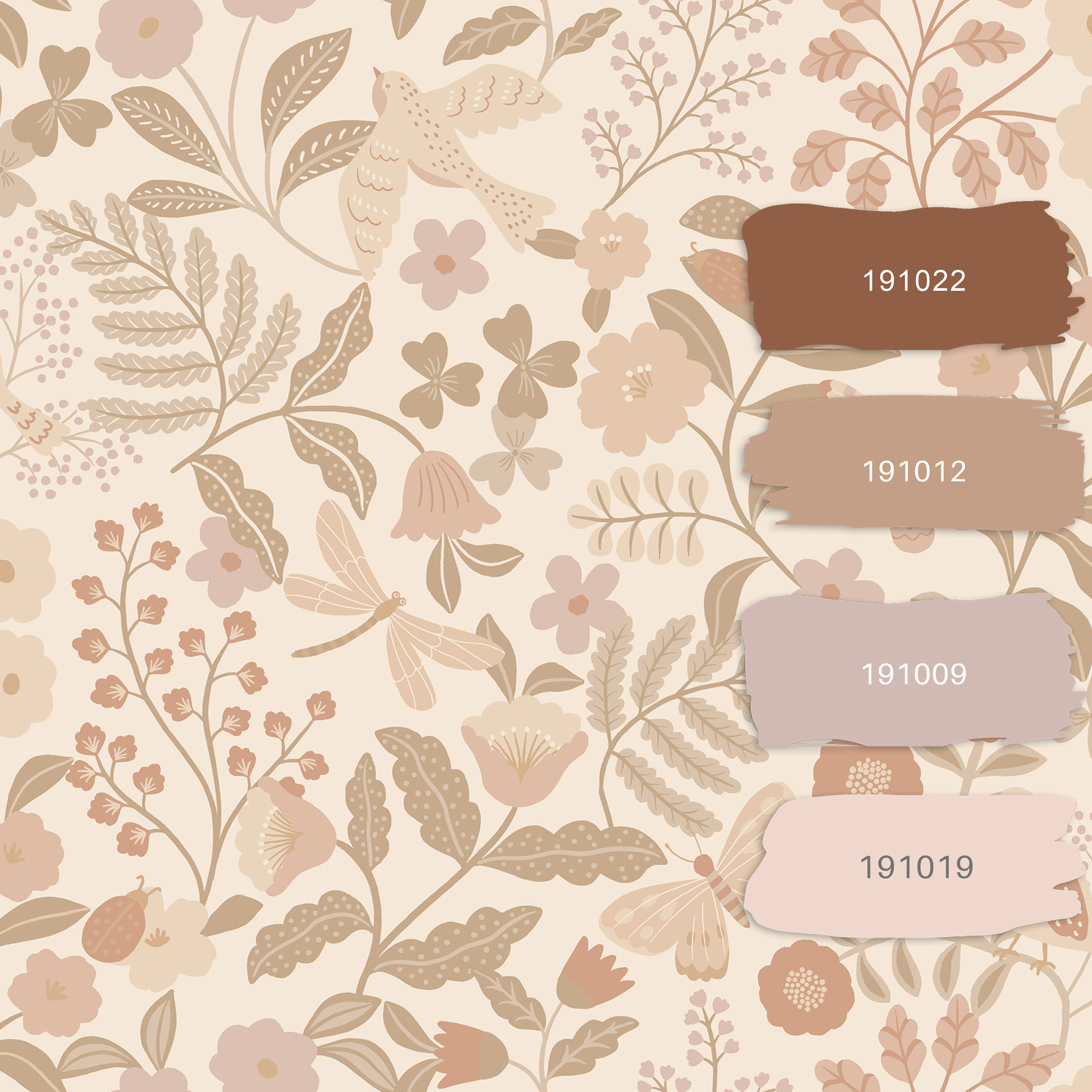 Kids Wallpaper Flowers and Birds Beige&Soft Pink 139868 (1)