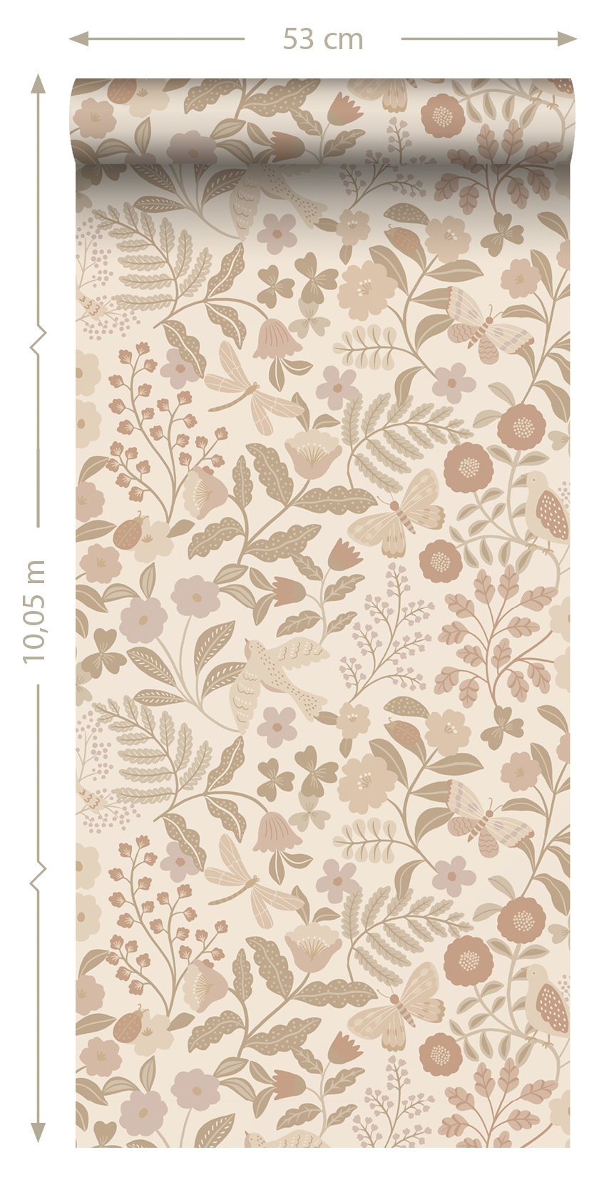 Kids Wallpaper Flowers and Birds Beige&Soft Pink 139868 (2)