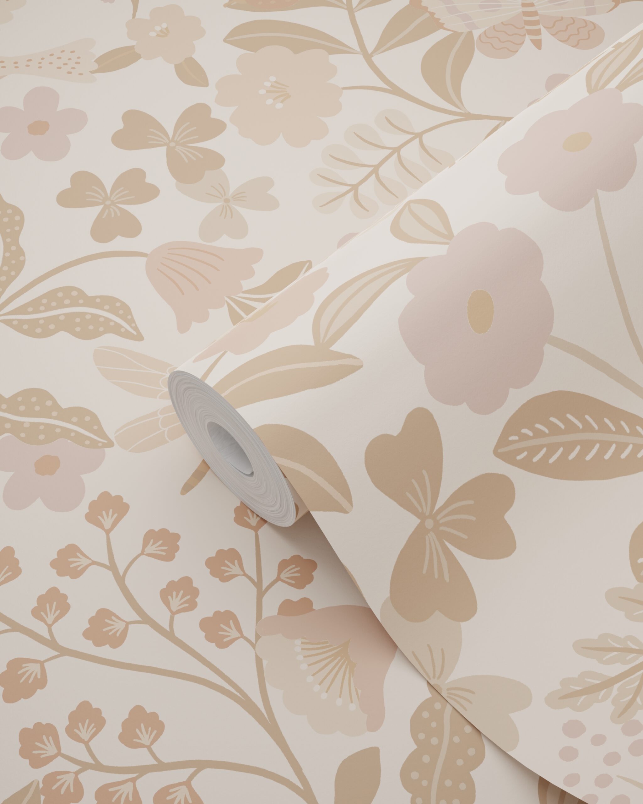Kids Wallpaper Flowers and Birds Beige&Soft Pink 139868 (4)