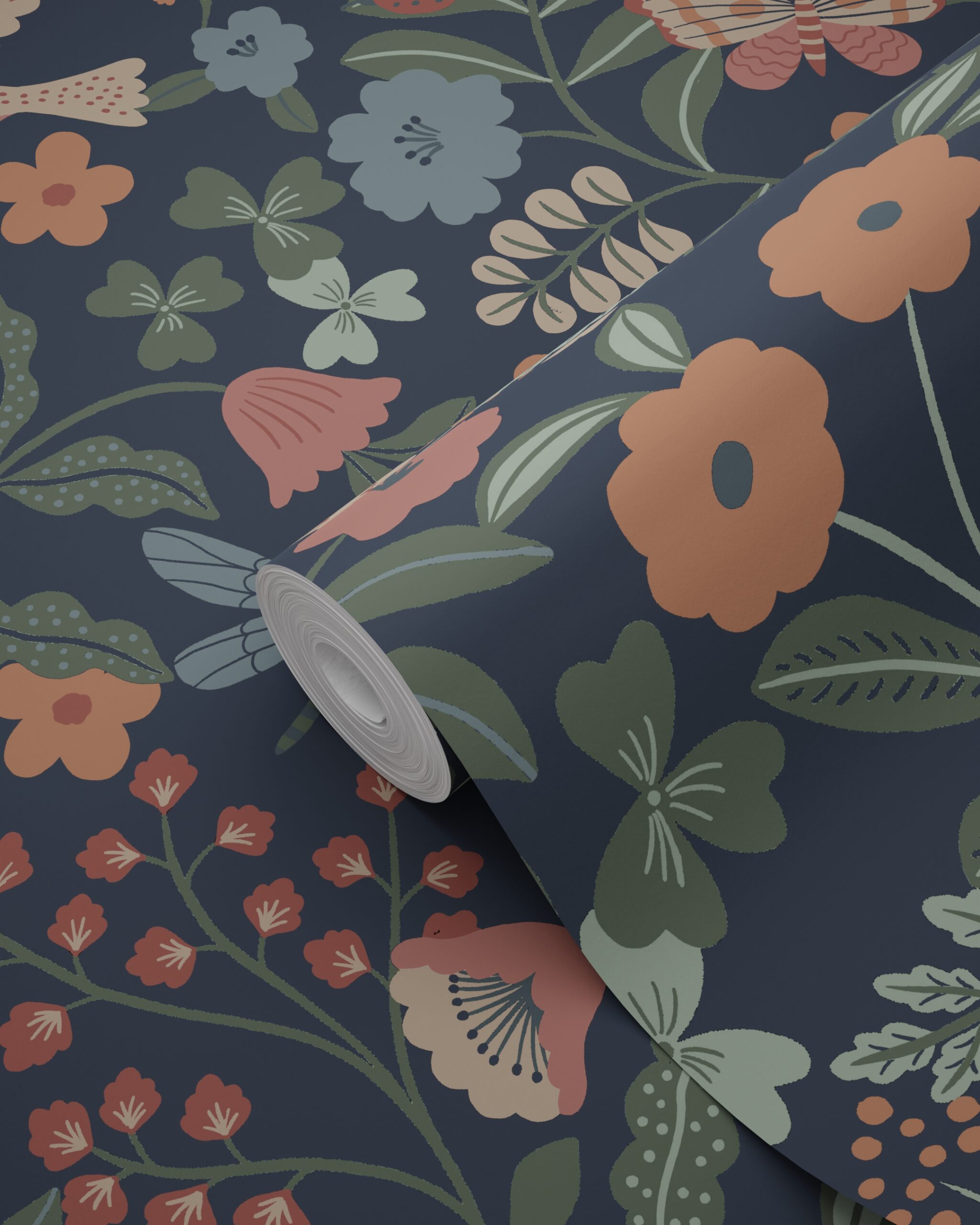Kids Wallpaper Flowers and Birds Dark Blue 139870 (4)