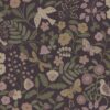 Kids Wallpaper Flowers and Birds Eggplant Purple