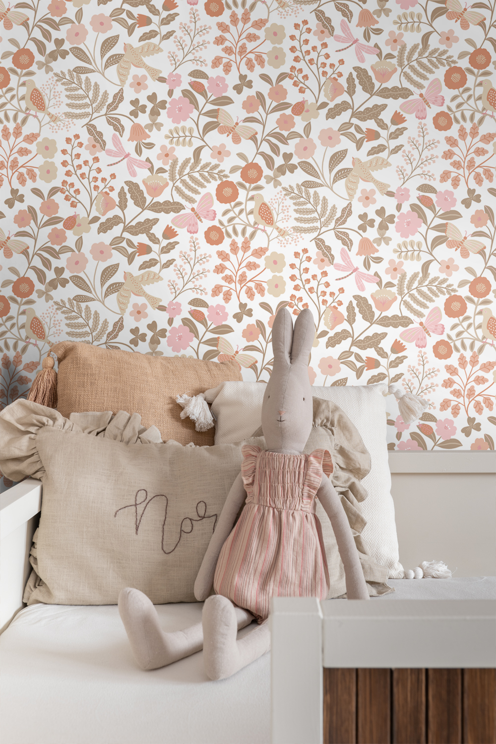 Kids Wallpaper Flowers and Birds Terracotta&Pink 131391 (2)