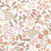 Kids Wallpaper Flowers and Birds Terracotta&Pink