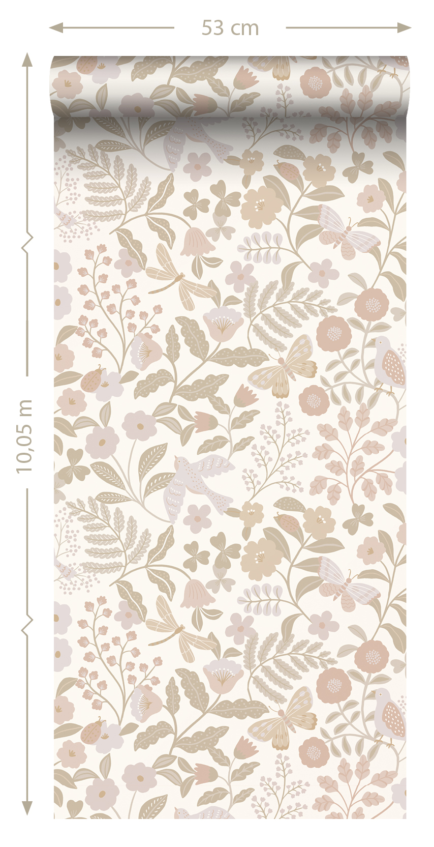 Kids Wallpaper Flowers and Birds White&Soft Pink 139866 (1)