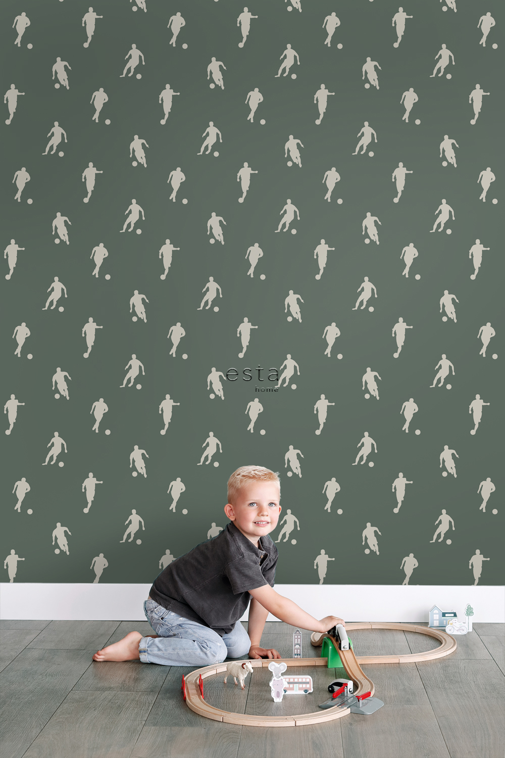 Kids Wallpaper Football Players Dark Green 139507 (1)