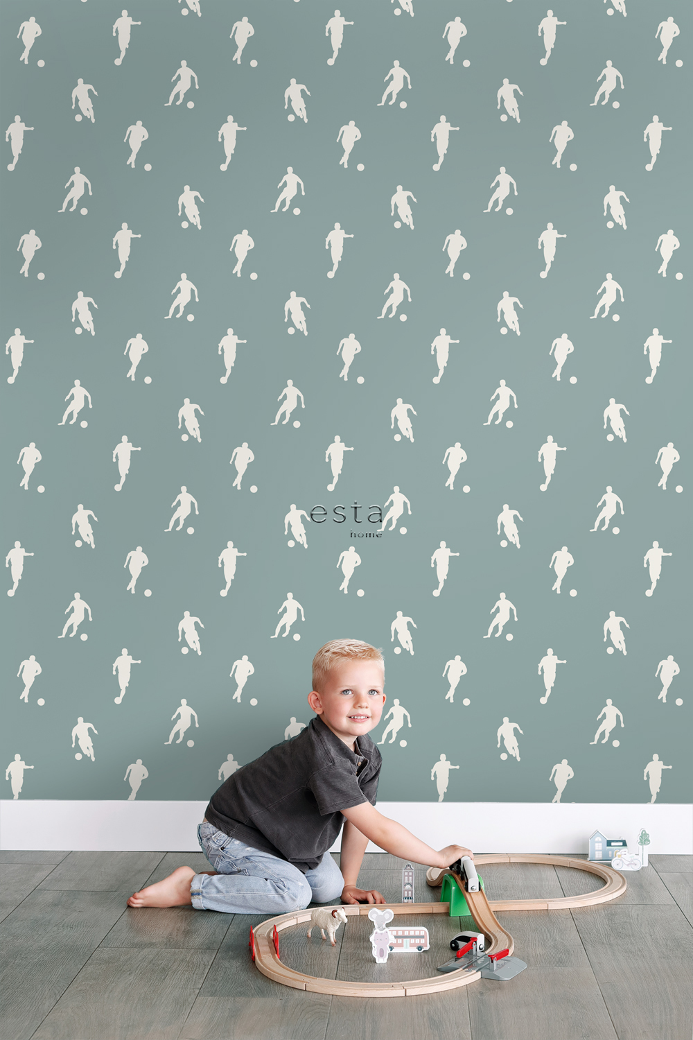 Kids Wallpaper Football Players Grayed Blue 139506 (1)