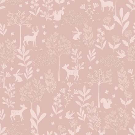 Kids Wallpaper Forest Animals Antique Pink
