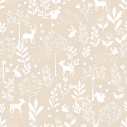 Kids Wallpaper Forest Animals Beige