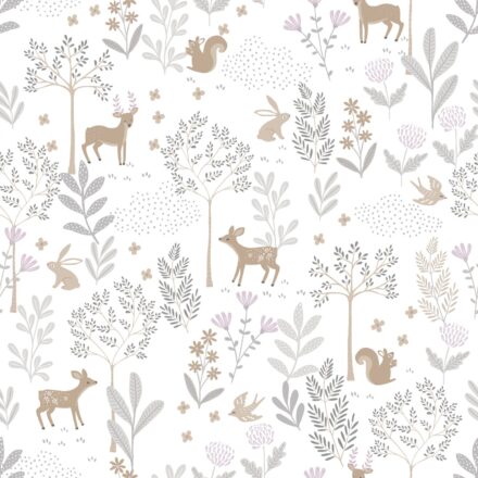 Kids Wallpaper Forest Animals Lilac Purple