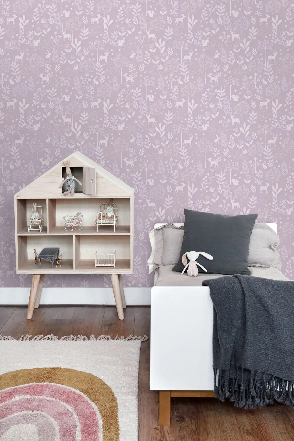 Kids Wallpaper Forest Animals Purple 139760 (4)