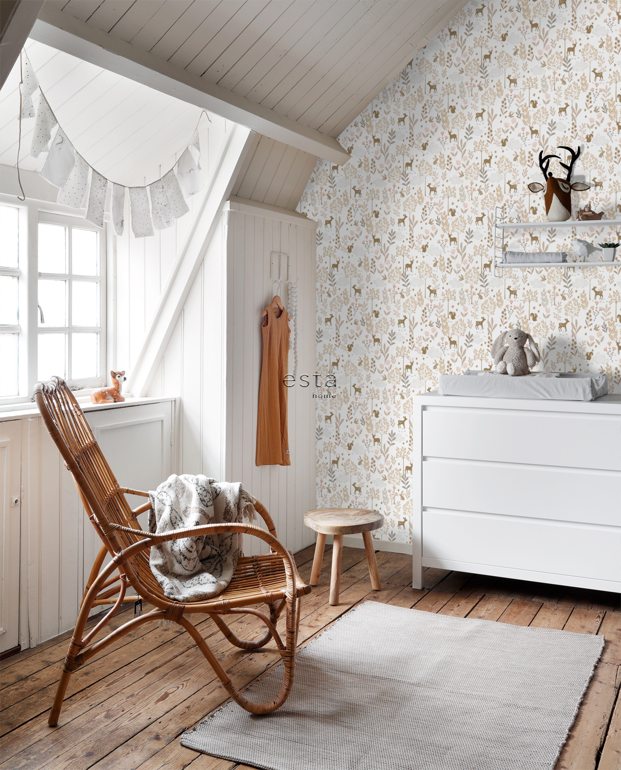 Kids Wallpaper Forest Animals Terracotta & Beige 139521 (1)