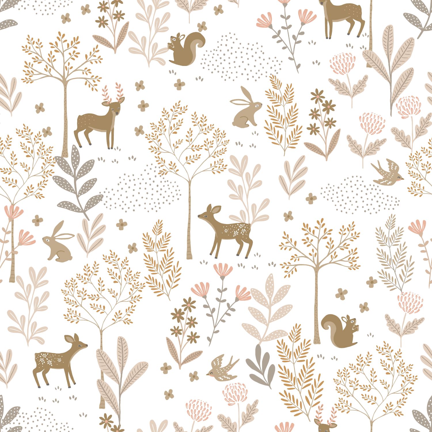 Kids Wallpaper Forest Animals Terracotta & Beige 139521 (3) Kids Wallpaper Forest Animals Terracotta & Beige