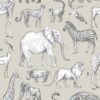 Kids Wallpaper Jungle Animals Green&Grey
