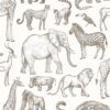 Kids Wallpaper Jungle Animals Off White