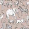 Kids Wallpaper Jungle Animals Pink&Grey