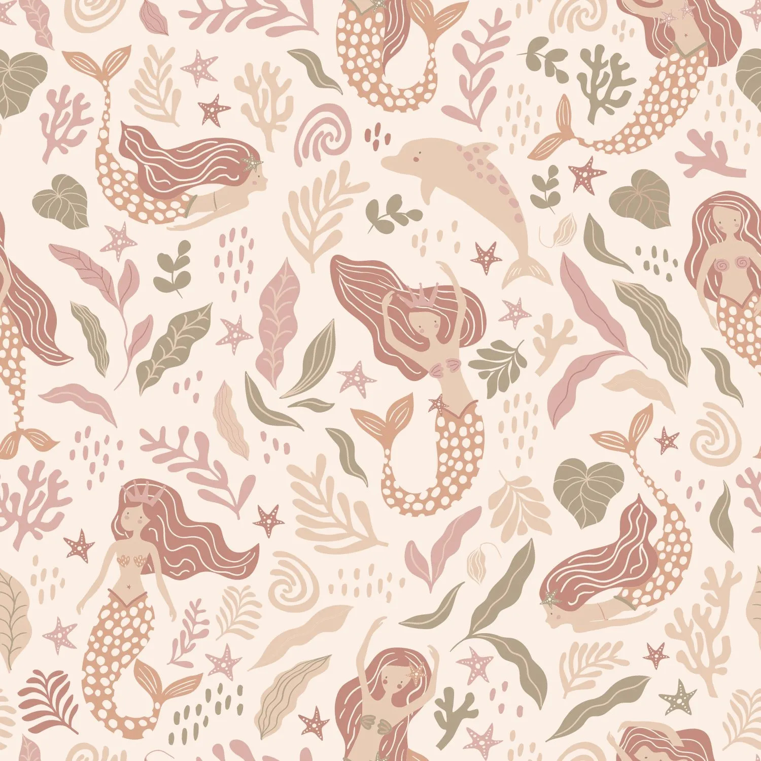 Kids Wallpaper Mermaids Pink and Green 131497 (3) Kids Wallpaper Mermaids Pink and Green
