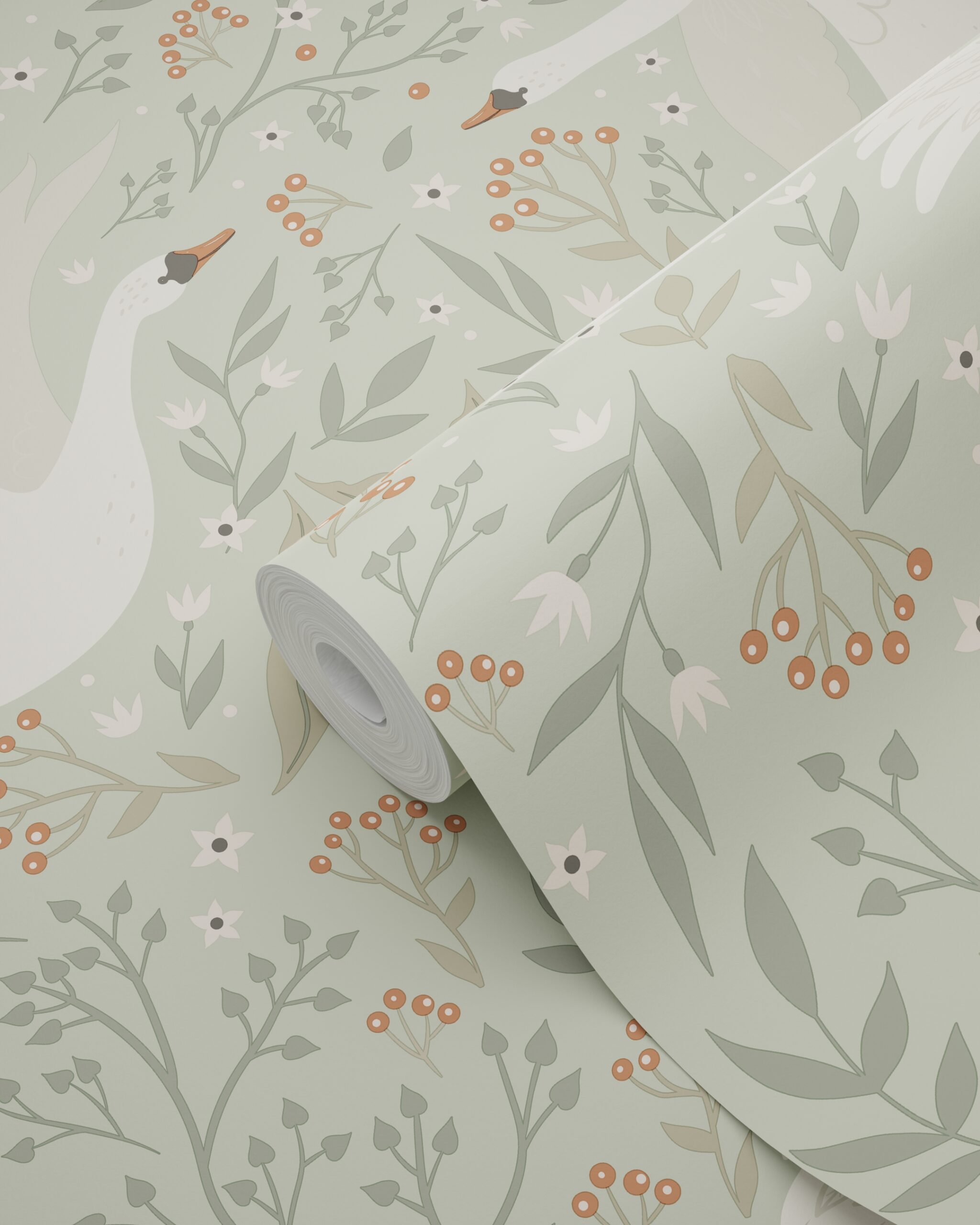 Kids Wallpaper Swans Mint Green 130960 (4)