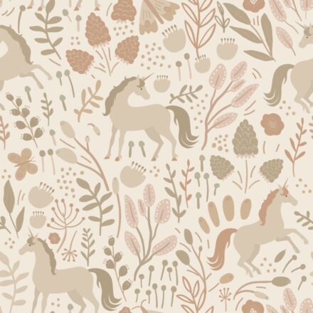 Kids Wallpaper Unicorns Beige&Terracotta