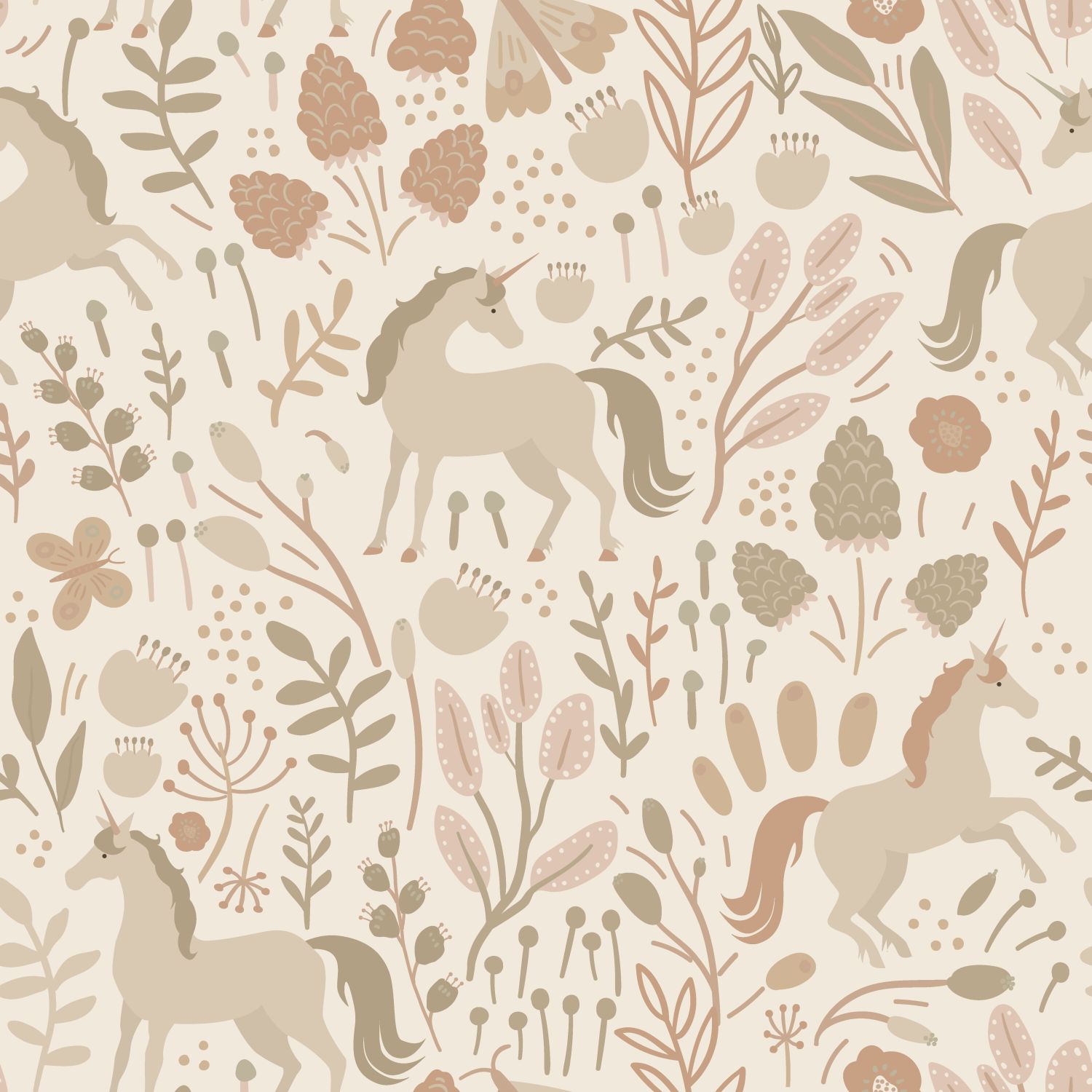 Kids Wallpaper Unicorns Beige&Terracotta 139806 (1) Kids Wallpaper Unicorns Beige&Terracotta