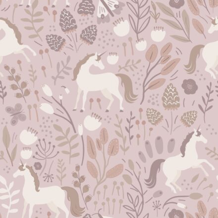 Kids Wallpaper Unicorns Mauve Purple