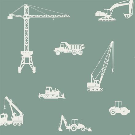 Kids Wallpaper Vehicles Grayed Mint Green