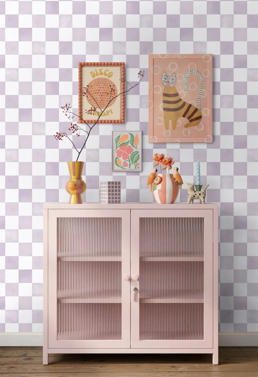 Wallpaper Chequered Motif Lilac Purple 131287 (1)