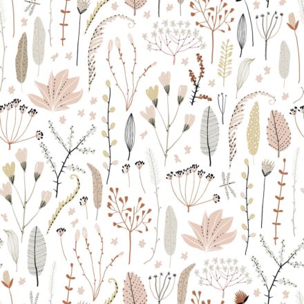 Wallpaper Wildflowers Soft Pink & Gray