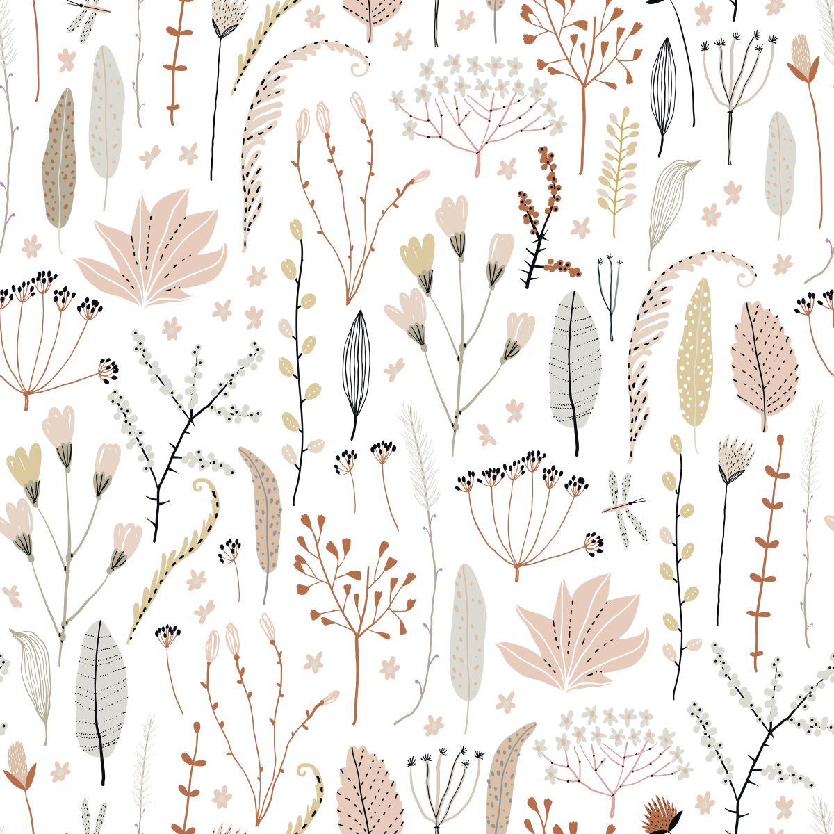 Wallpaper Wildflowers Soft Pink & Gray Wallpaper Wildflowers Soft Pink & Gray